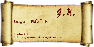 Geyer Márk névjegykártya